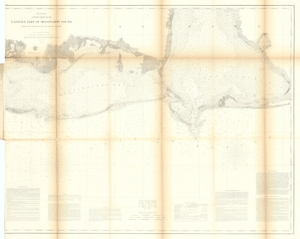 US Coast Survey chart. Map 91. Eastern Mississippi Sound. Mobile Bay 1860