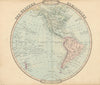 The Western Hemisphere. Americas. Decorative antique map by George Cruchley 1843