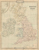 British Isles. Decorative antique map by George Cruchley 1843 old