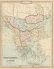 Turkey in Europe and Greece. Balkans. Antique map by George Cruchley 1843
