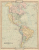 Americas with Republic of Texas. Decorative antique map by George Cruchley 1843