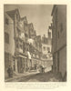 Thieving Lane/Bow Street, Westminster. Felons route. Aquatint by J.T. Smith 1808