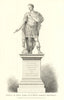 Statue of King James II in Privy Garden, Whitehall by J. Mills 1809 old print