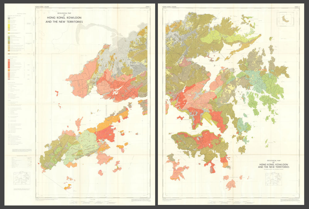 Geological Map of Hong Kong, Kowloon and the New Territories. 2 Sheets 1972