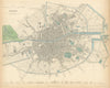 DUBLIN. Antique town city map plan. Key buildings profiles. SDUK 1847 old