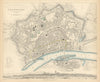 FRANKFURT AM MAIN. Antique town city map plan. Panorama. am Mayn. SDUK 1847