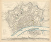 FRANKFURT AM MAIN. Antique town city map plan. Panorama. am Mayn. SDUK 1847