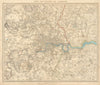 LONDON & ENVIRONS. Middlesex Kent Essex Surrey. Coloured. SDUK 1847 old map