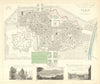 TURIN TORINO antique town city map plan & view. Superga. Royal Palace. SDUK 1847