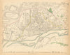 WARSAW WARSZAWA antique town city map plan. Building profiles. Colour. SDUK 1847
