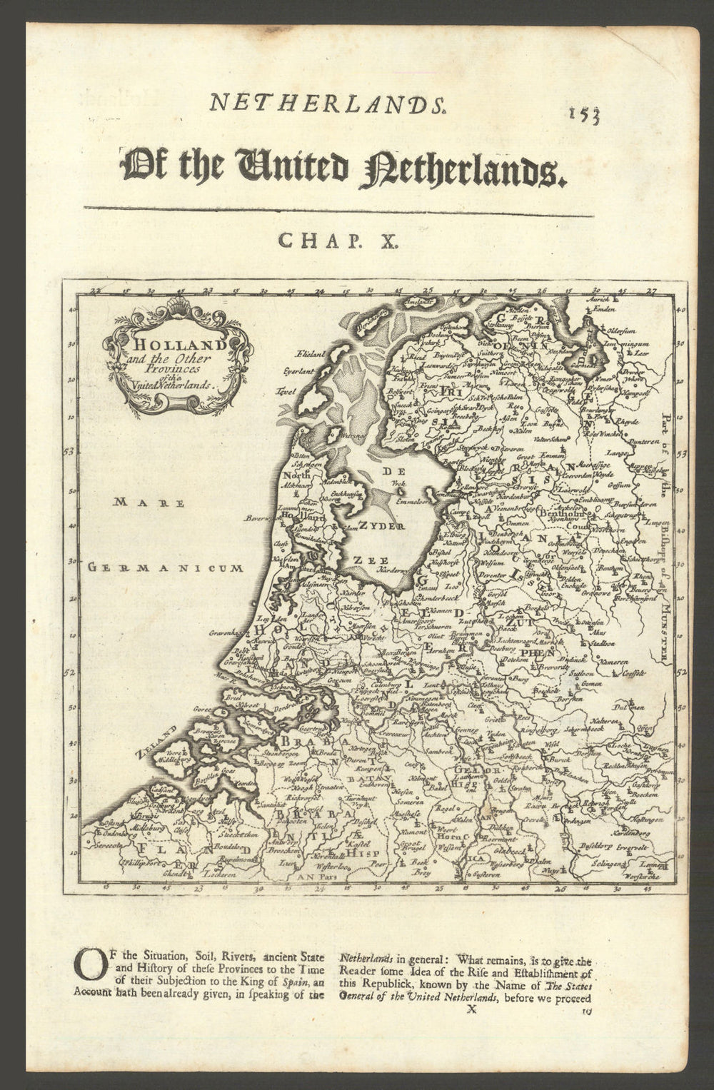 Holland & the other provinces of the United Netherlands by Herman Moll 1701 map