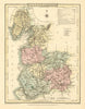 Antique hand-coloured Lancashire county map by George Cole & John Roper 1810