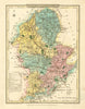 Antique hand-coloured Staffordshire county map by George Cole & John Roper 1810