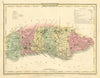 Antique hand-coloured Sussex county map by George Cole & John Roper 1810