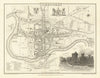 Antique town city plan of Chester by George Cole & John Roper. Cheshire 1810 map