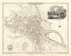 Antique town city plan of Derby by George Cole & John Roper. Derbyshire 1810 map