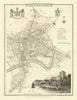 Antique engraved town city plan of Hereford by George Cole & John Roper 1810 map