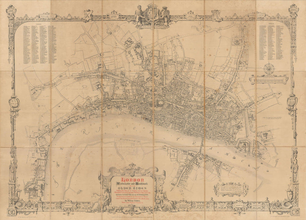 London, Westminster & Southwark as in the Olden Times by William Newton 1855 map