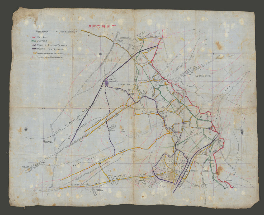 Secret manuscript First World War trench map 3 Corps Somme offensive 1 July 1916