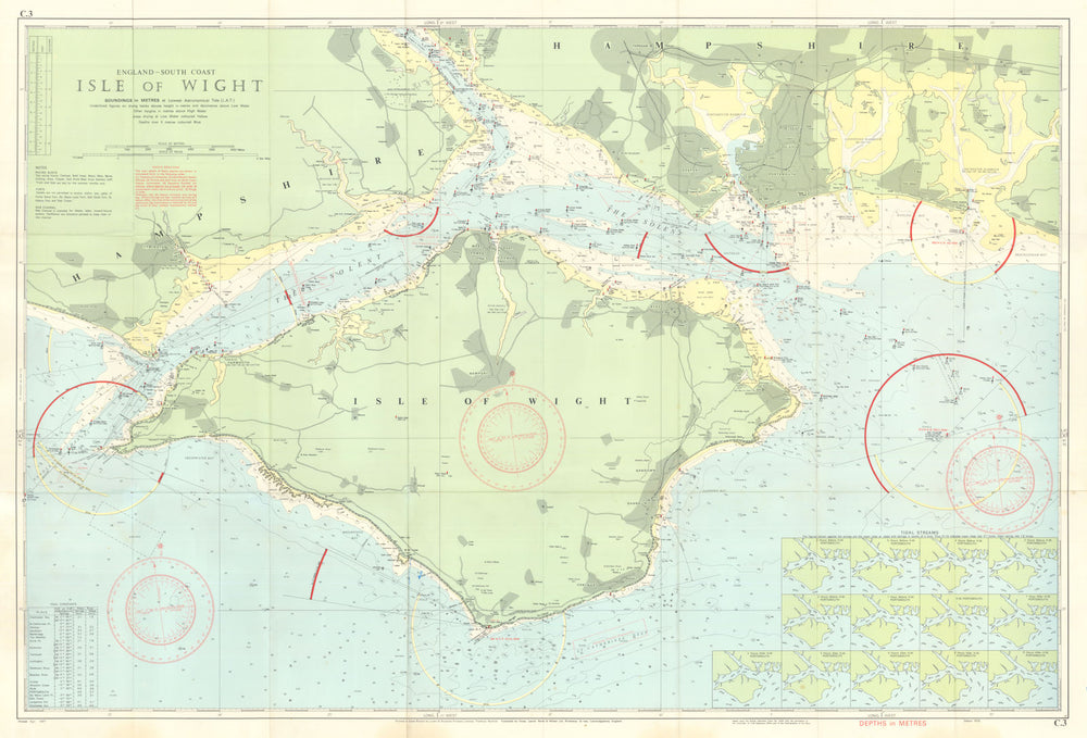 Imray Yachting Chart C3. England - South Coast - Isle of Wight & Solent 1977 map