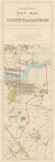 Stanford's New Map of the County of London—East. Woolwich Barking. 140x47cm 1907