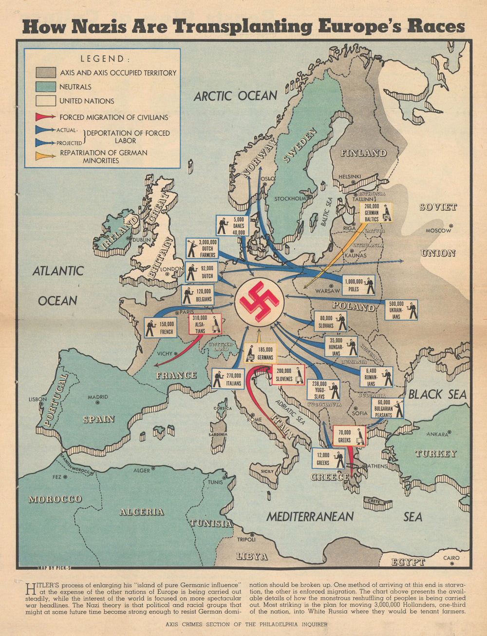 How Nazis are transplanting Europe's Races. Holocaust/Generalplan Ost map 1942