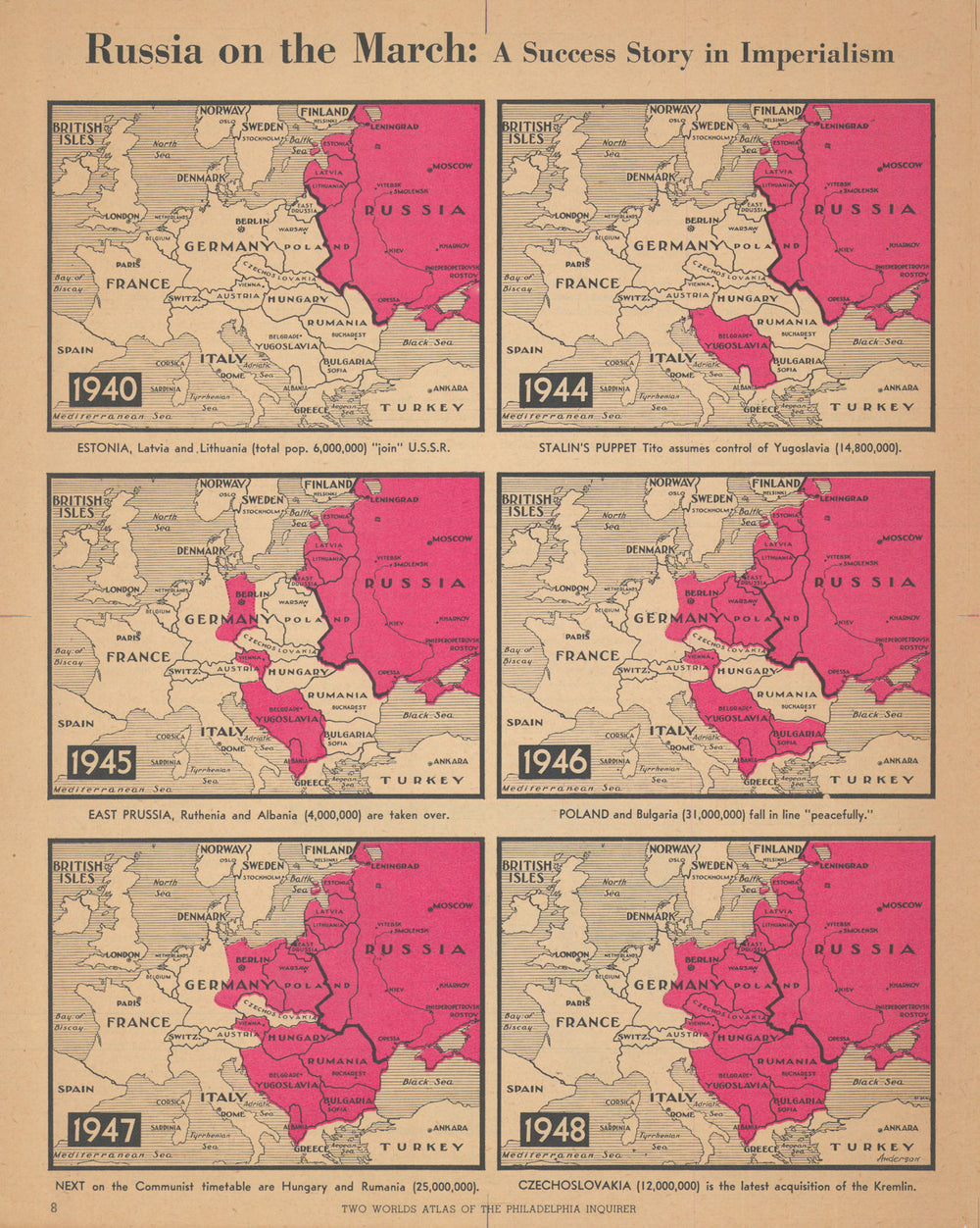Russia on the March: An Imperialism Success Story. Cold War propaganda map 1948