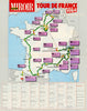 Tour de France - Miroir du Cyclisme. Cycling route poster map 59x45cm 1984