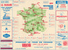 Tour de France - Miroir du Cyclisme. Cycling route poster map 75x55 cm 1968