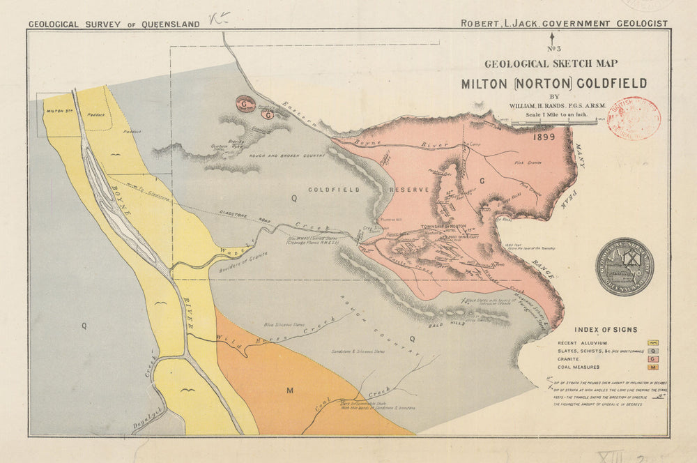 Milton (Norton) Goldfield—Geological Survey of Queensland—William Rands 1899 map