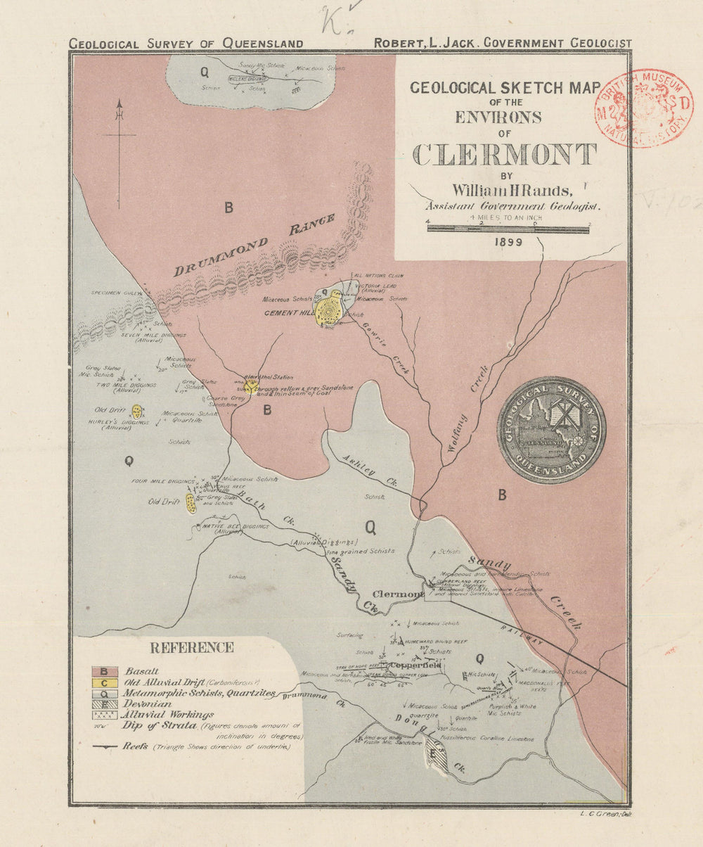 Clermont Goldfield—Geological Survey of Queensland—William Rands 1899 map