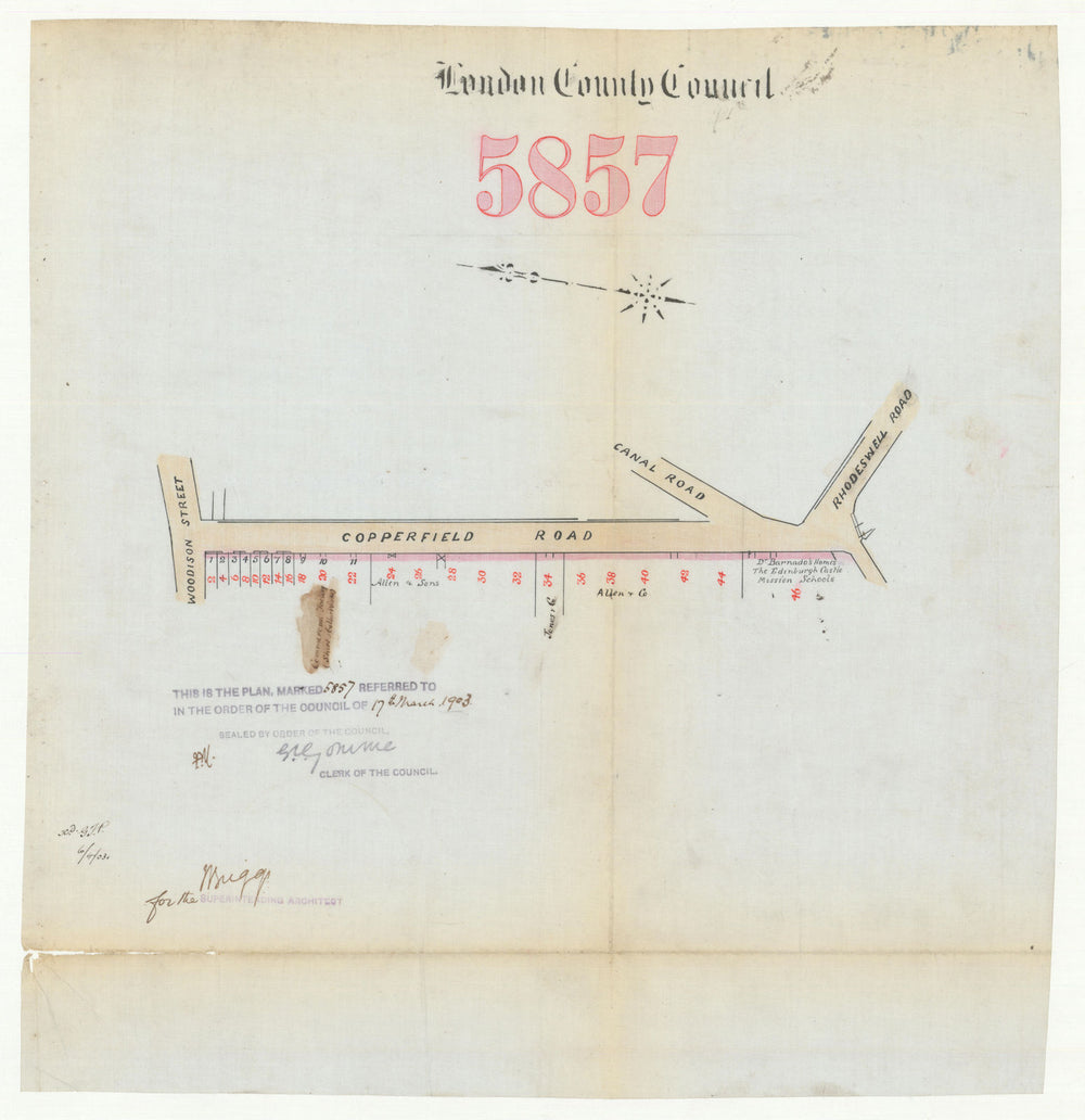 Copperfield Road, Mile End E3/E14—door renumbering—Rhodeswell Road 1903 map