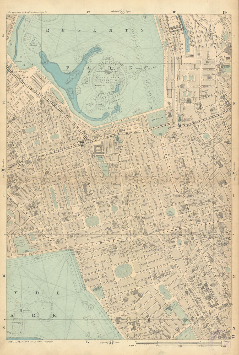 MAYFAIR MARYLEBONE Regent's Park Fitzrovia Bayswater Soho Hyde Park 1886 map
