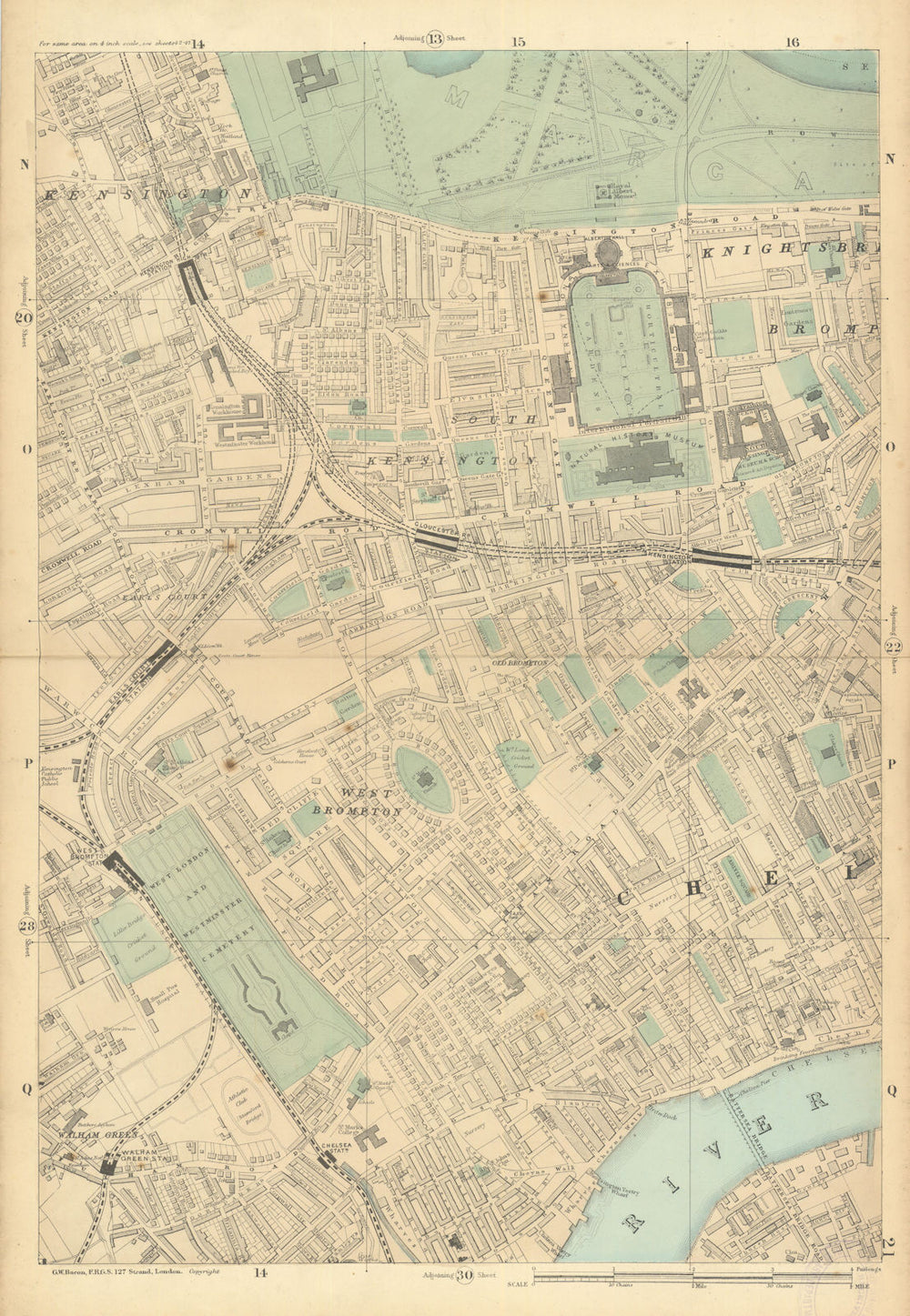 SOUTH KENSINGTON West Brompton Chelsea Earls Court Fulham Broadway 1886 map