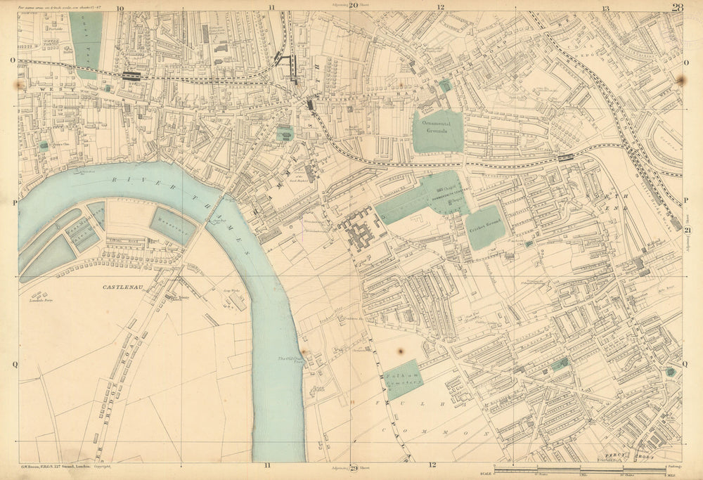HAMMERSMITH & FULHAM Castlenau West Kensington Barons Court Earls Court 1886 map