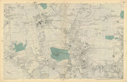 FRIERN BARNET/HORNSEY Palmers/Wood Green Southgate Muswell Hill. BACON  1886 map