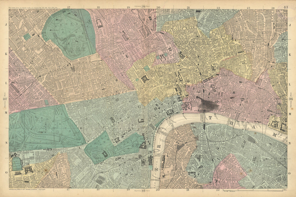 CENTRAL LONDON West End City Southwark Westminster Shoreditch. BACON  1886 map