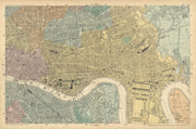 LONDON City East End Southwark Bethnal Green Docks Shoreditch. BACON  1886 map