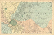 LONDON Sydenham Penge Beckenham Catford Norwood Dulwich Lewisham BACON  1886 map