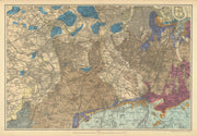 SW LONDON GEOLOGICAL K&C Fulham Surrey Richmond Wandsworth &c. BACON 1886 map