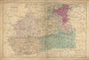 SURREY county map. Parliamentary constituencies divisions. Railways. BACON 1886