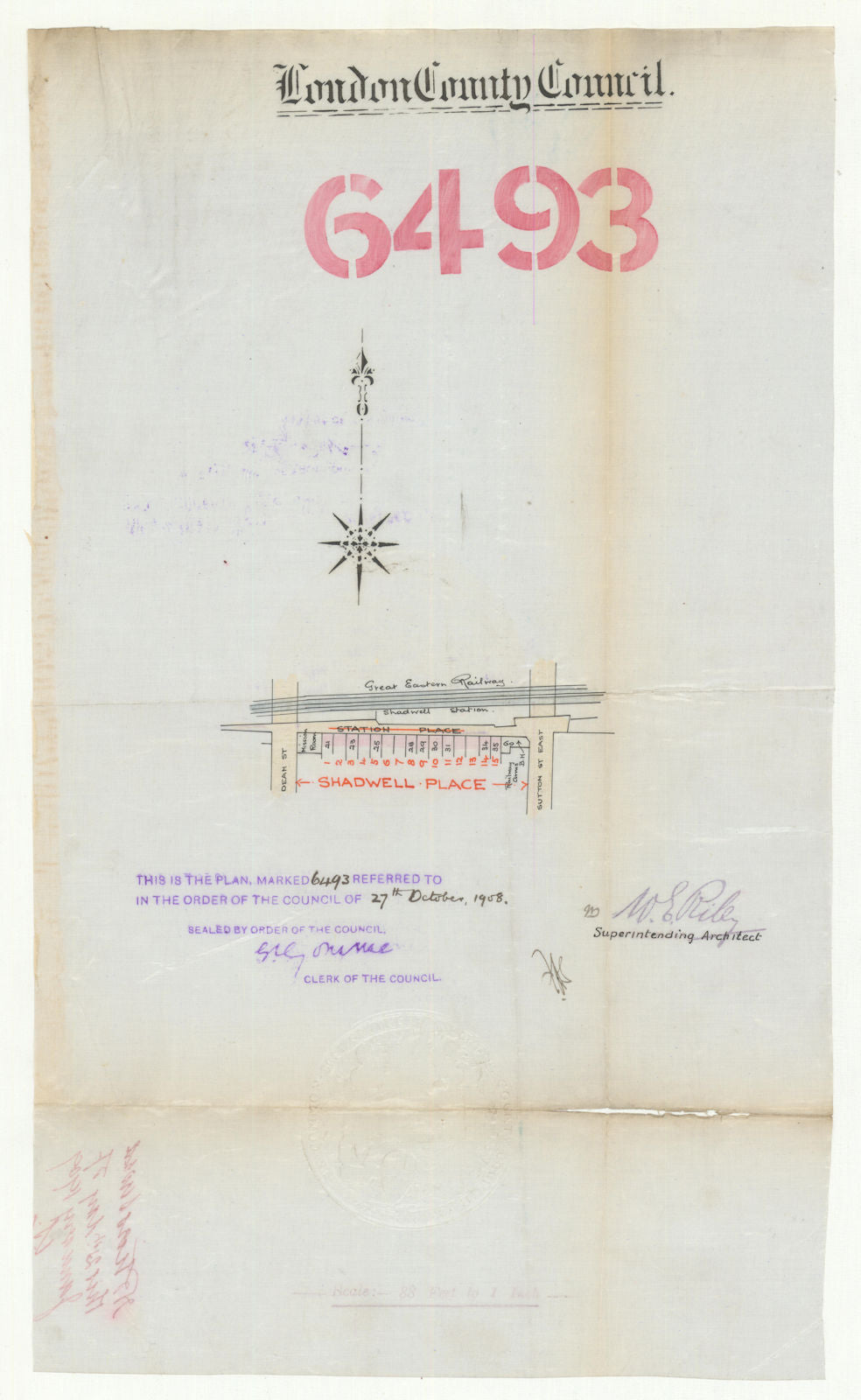 Shadwell Place/Station/Gardens E1—renumbering/renaming—Sutton Street 1908 map