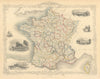FRANCE in Provinces wiithout Comté de Nice & Savoy/Savoie RAPKIN/TALLIS 1851 map