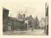 Corpus Christi College & St. Benet’s Tower, Cambridge—antique etching 1881