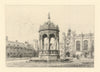 Trinity College Great Court, Cambridge—antique etching—Brunet-Debaines 1881