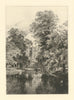 The Cam near Trinity College & St. John’s Chapel, Cambridge—antique etching 1881