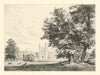 King’s College Chapel from the River, Cambridge—antique etching—Toussaint 1881