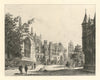 St. John’s College, Cambridge—antique untitled etching by H. Toussaint 1881