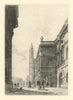 The Senate House & University Library, Cambridge—antique etching 1881 print