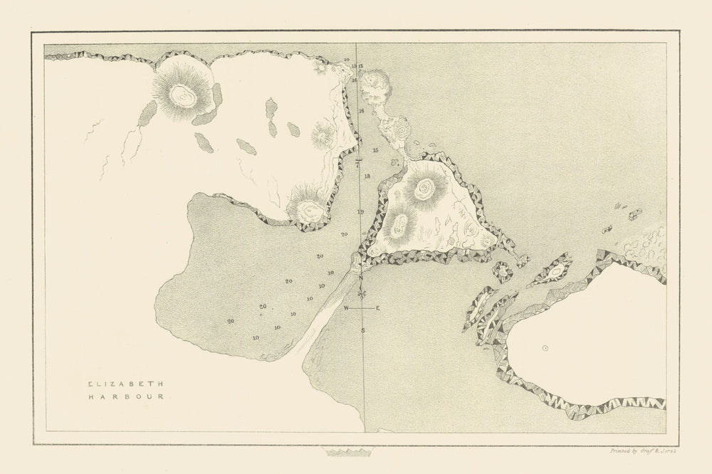 Elizabeth Harbour by Captain John Ross—2nd Arctic Expedition 1835 old map